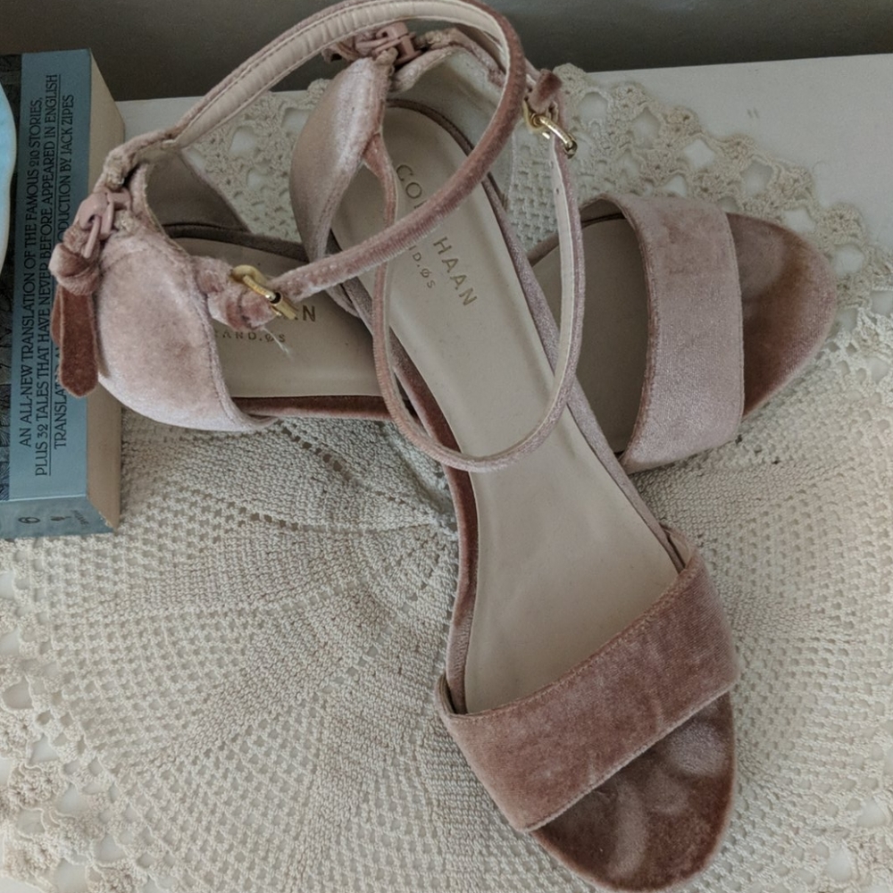 Dusty Pink velvet sparkly heels + zipper - Picture 2 of 5
